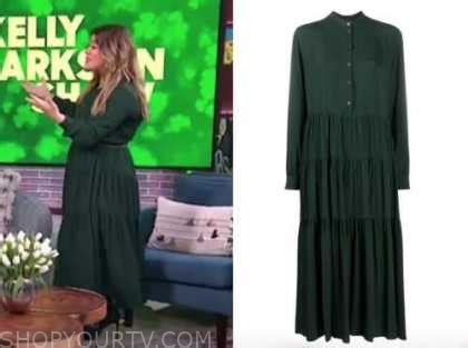 The Kelly Clarkson Show: March 2021 Kelly Clarkson's Green Midi Shirt Dress | Shop Your TV