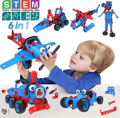 Amazon.com: Pakoo STEM Building Toys - 6 in 1 Educational Construction ...