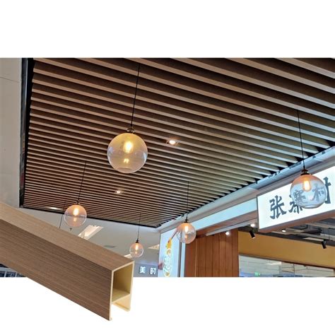 Sample Available Stretch Wooden Grain Ceiling Acoustic Suspended