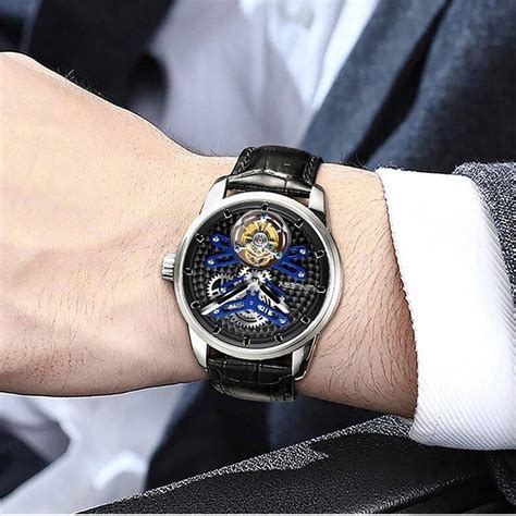 Relojes de hombre JINLERY reloj con tren de tourbillón reloj