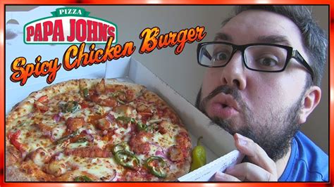 Papa John S Spicy Chicken Burger Pizza Review Youtube