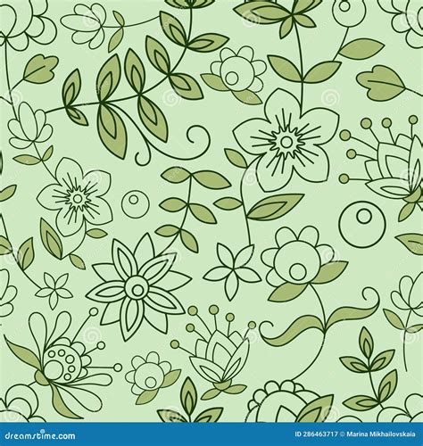 Seamless Monochrome Floral Pattern Vector Illustration Stock