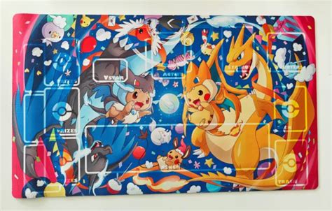 Pokemon Pikachu Eevee Mega Charizard X And Y Tcg Custom Battle Playmat