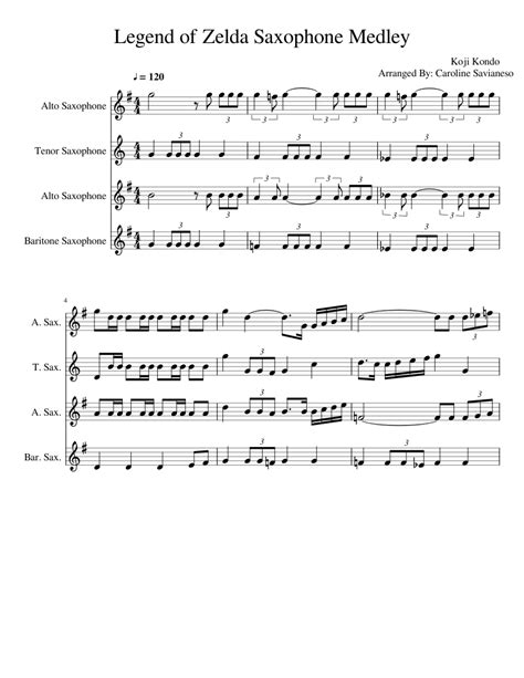 Legend Of Zelda Saxophone Medley By Saxingkevin Sheet Music For Saxophone Alto Saxophone