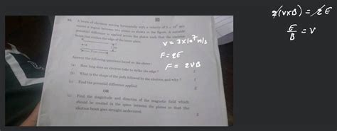 34 A Beam Of Electrons Moving Horizontally With A Velocity Of 3107 M S