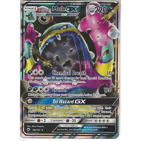 Pokemon Trading Card Game Alolan Muk Gx Rare Holo Gx Sm