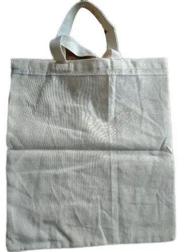 White Rectangular Loop Handle Plain Cotton Bag Capacity 5 Kg Size