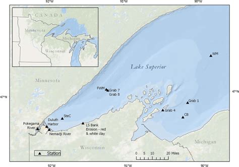 Map Of Lake Superior Showing The Lake And Input Sediment Sample Sites