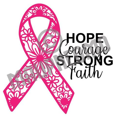 Breast Cancer Hope Courage Strong Faith SVG Etsy