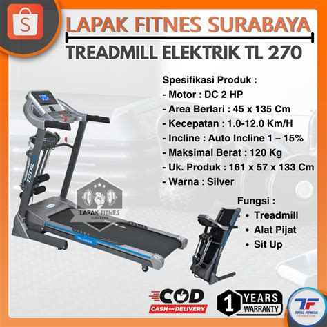 Jual Alat Olahraga Fitness Treadmill Elektrik Tl Electric Treadmill