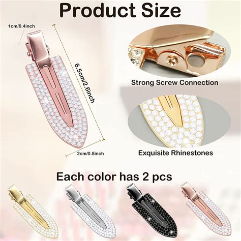 8 Pcs No Bend Hair Clips For Makeup Rhinestone No Crease Hair Clip