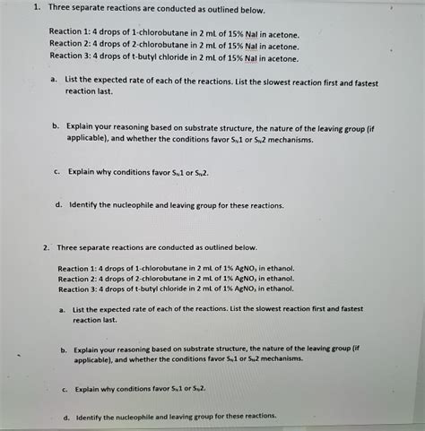 Solved Three Separate Reactions Are Conducted As Outlined Chegg
