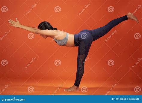 Warrior three pose stock photo. Image of pose, posing - 124145048