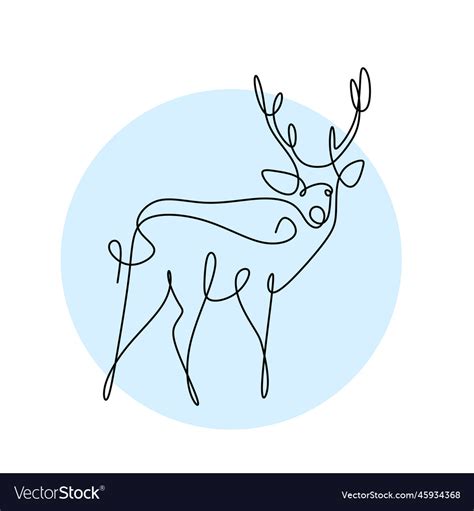 One Continuous Line Design Silhouette Of Deer Vector Image