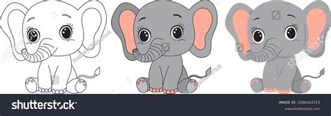 Cartoon Baby Elephant Sitting Isolated Vector Stock Vector (Royalty ...