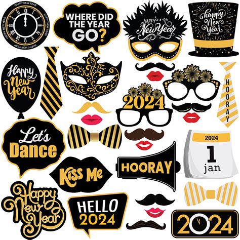 Buy KatchOn Happy New Years Photo Booth Props 2024 Huge Pack Of 30