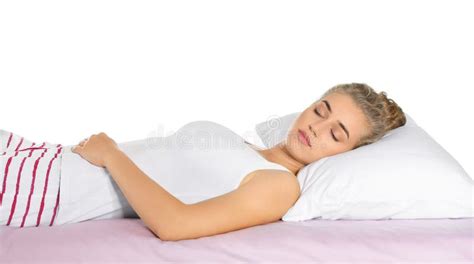 Beautiful Woman Sleeping With Comfortable Pillow Stock Image Image Of Dream Care 127420527