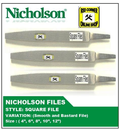 Original Nicholson Square Smooth Bastard Files 4 6 8 10 12