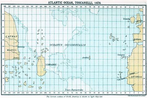 24x36 Gallery Poster Toscanellis 1474 Map Of Atlantic Ocean