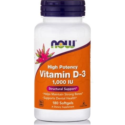 NOW FOODS High Potency Vitamin D 3 1 000iu 180softgels