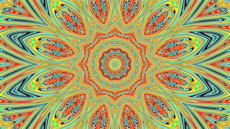 Yellow Blue Red Fractal Bright Abstraction Kaleidoscope K Hd Abstract