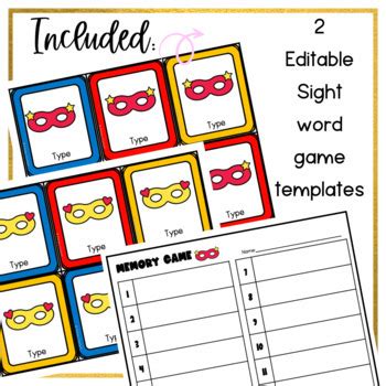 Free Editable Sight Word Games Editable Sight Word Worksheets Tpt