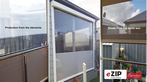 Ezip Track Outdoor Blinds Signature Series Bookezy Shutters And Blinds