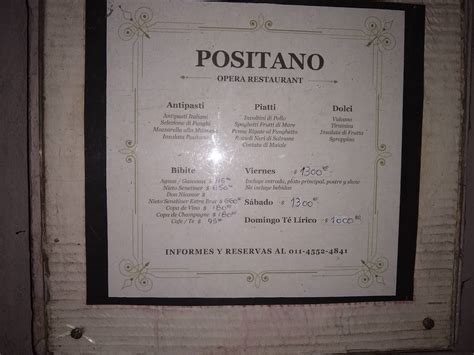 Menu At Positano Restaurant Buenos Aires Av Elcano 3575