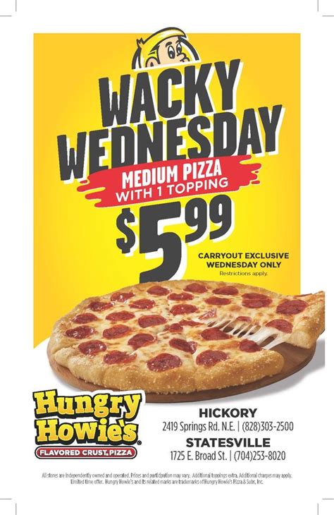 Hungry Howie S Pizza Wacky Wednesday