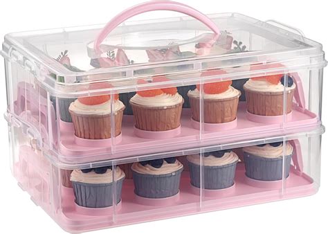 Amazon BTSKY 2 Tier Clear Plastic Cupcake Holder With Lid