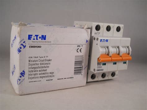 Eaton MCB 63 Type B 63A Triple Pole 3 Phase B63 Memshield 3 EMBH363