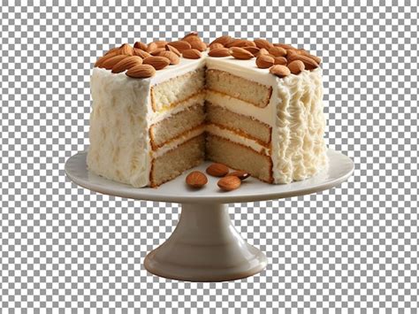 Premium PSD Tasty Almonds Cake Isolated On Transparent Background