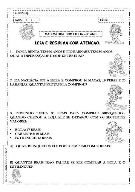 Clicks Educativos Matem Tica S Tio Picapau Amarelo Problemas De