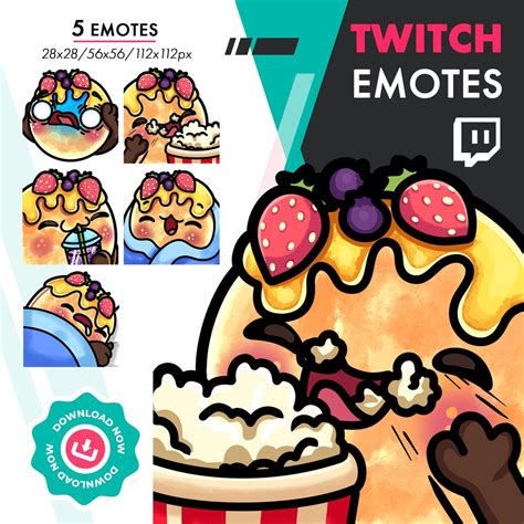 Twitch Pancake Emotes Set 5 Cute Chibi Pancake Emotes Pack For Youtube