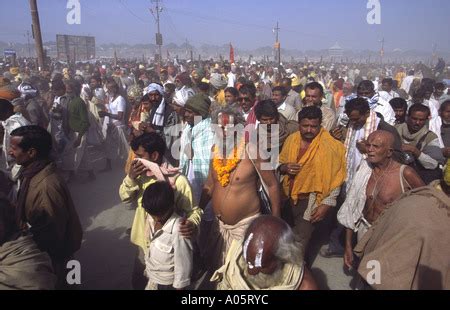 Procession Of Naked Pilgrims Going For Holy Bath In The Ganges Khumb