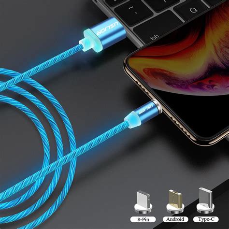 Buy Magnetic Flowing Light Led Cable Fast Charging Micro Usb Type C