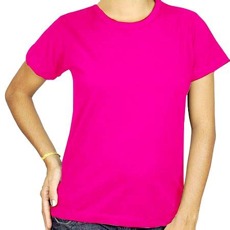 Camiseta babylook feminina Básica Rosa Pink 100 Algodão Vesttuario