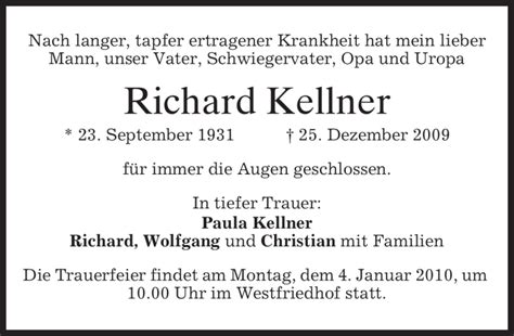 Traueranzeigen Von Richard Kellner Trauer Merkur De