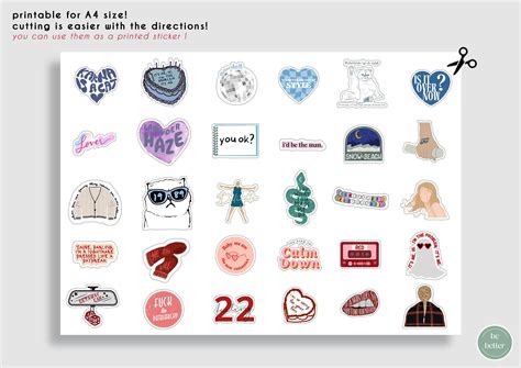 30 TAYLOR SWIFT STICKERS, Taylor Swift Icon Packet, Printable Stickers ...