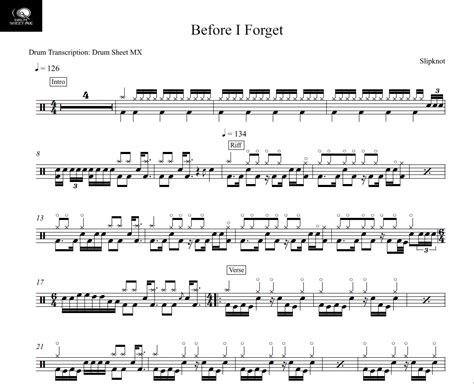 Before I Forget Slipknot Drum Sheet Music Drum Sheet Mx