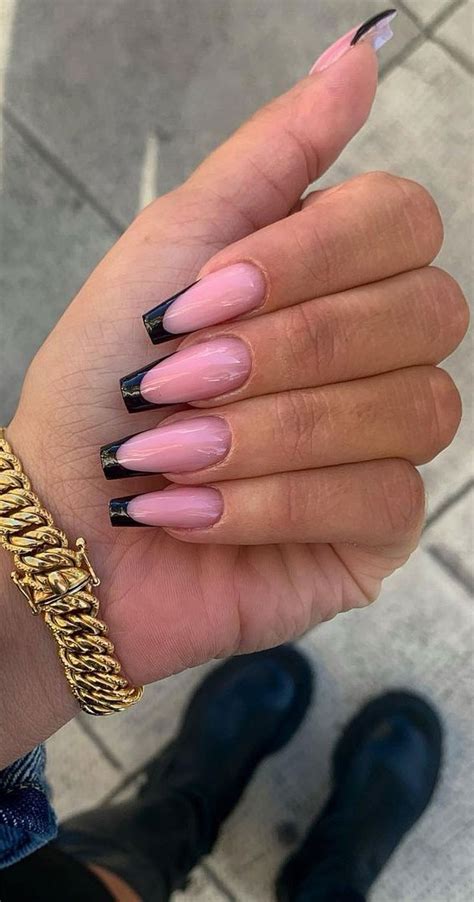 40 Stylish French Tip Nails For Any Nail Shape Black French Tip Nails