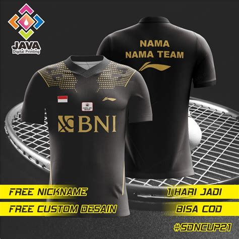 Jual BAJU KAOS JERSEY BADMINTON PIALA SUDIRMAN CUP 2021 HITAM FREE