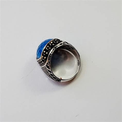 Anillo Turco Plata Otomano Aguamarina Talla Hombre Env O Gratis