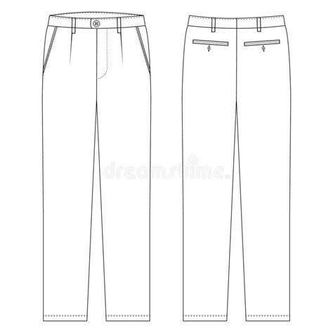 Chino Trousers Men S Formal Trouser Pant Front And Back View Flat Sketch Fashion Illustration