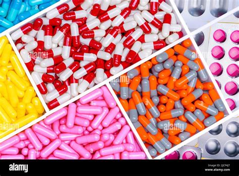 Top View Of Antibiotic Capsules And Tablet Pills Antibiotic Drug