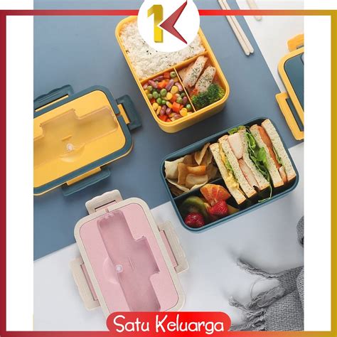 Jual Sk C Lunch Box Set Sendok Sumpit Kotak Bekal Makan Wheat Straw