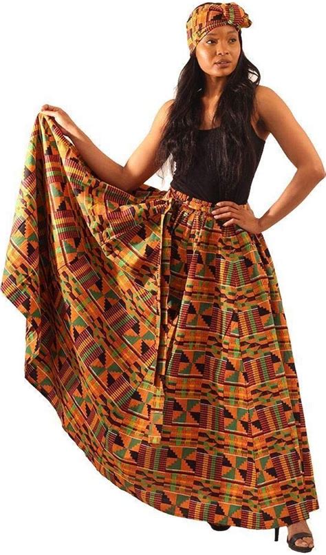 Culture Royals African Traditional Kente Print Type 2 Long Maxi Skirt