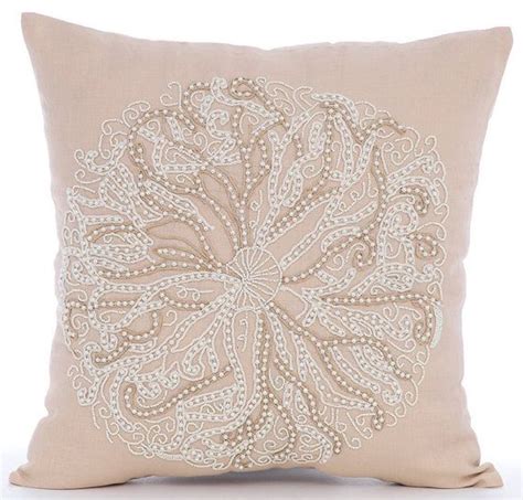 Designer Beige Toss Pillow Cover 16x16 Cotton Etsy Beige Pillows