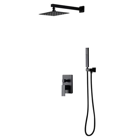 Wellfor Concealed Valve Showers System Matte Black Dual Head Waterfall