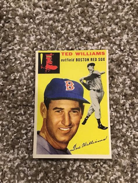 Boston Red Sox Ted Williams 1954 Topps Baseball Reprint Card Etsy